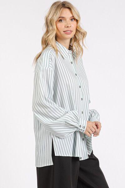 Mittoshop Button Down Striped Long Sleeve Shirt - Clothes For Her Online Store