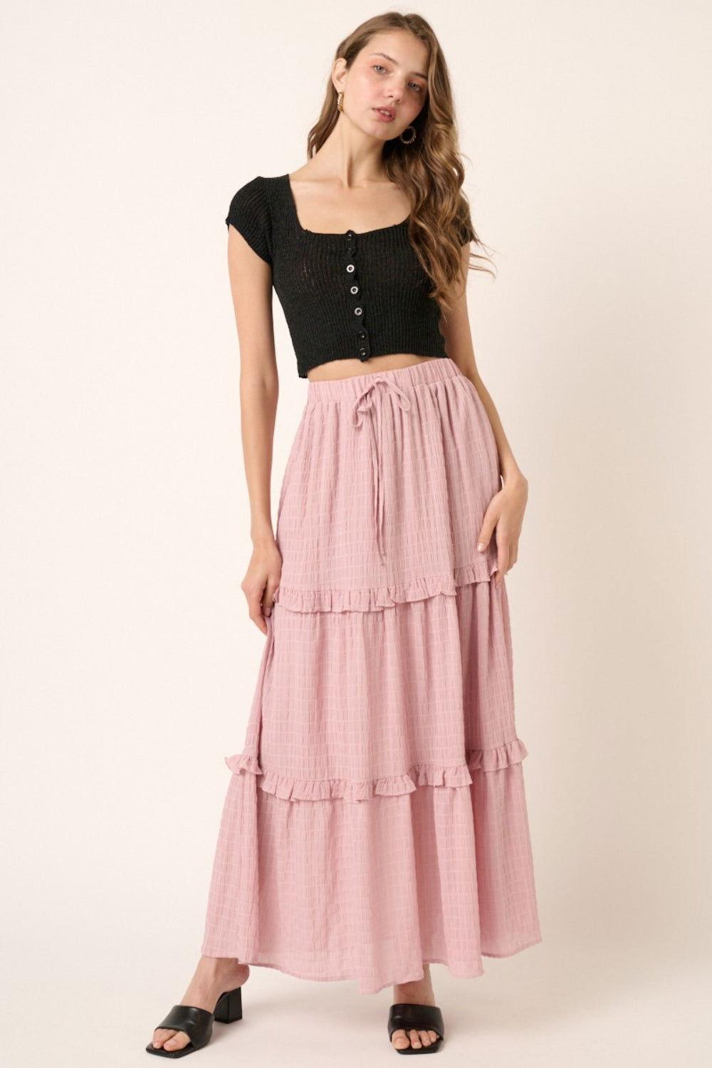 Mittoshop Drawstring High Waist Frill Skirt - Clothes For Her Online Store