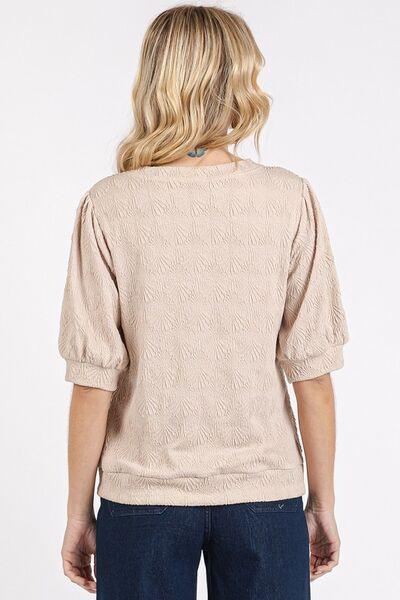 Mittoshop Fan Shell Texture Short Puff Sleeve Knit Top - Clothes For Her Online Store