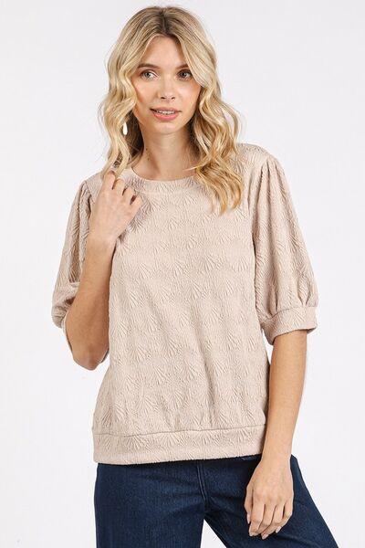 Mittoshop Fan Shell Texture Short Puff Sleeve Knit Top - Clothes For Her Online Store