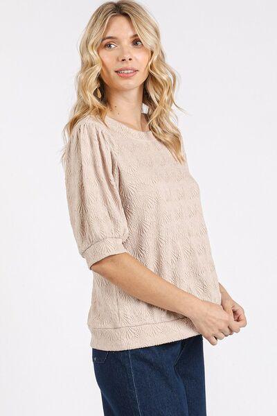 Mittoshop Fan Shell Texture Short Puff Sleeve Knit Top - Clothes For Her Online Store