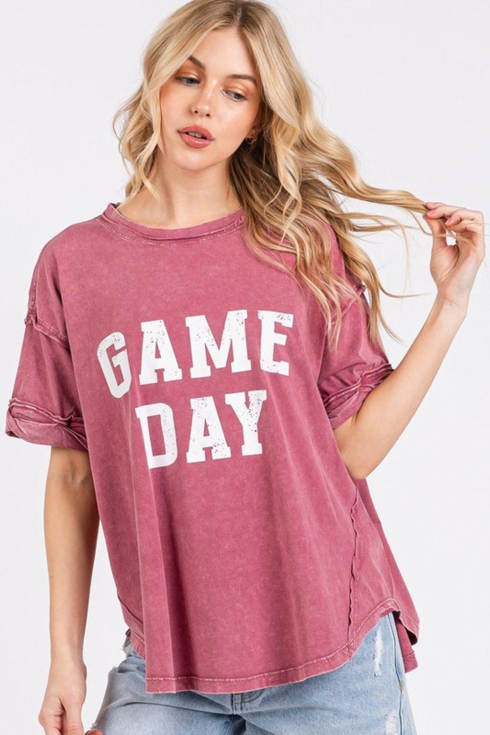 Mittoshop GAME DAY Round Neck Short Sleeve T-Shirt - Clothes For Her Online Store