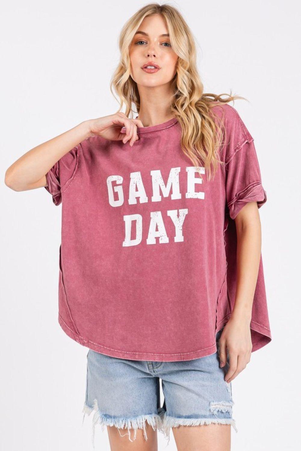 Mittoshop GAME DAY Round Neck Short Sleeve T-Shirt - Clothes For Her Online Store
