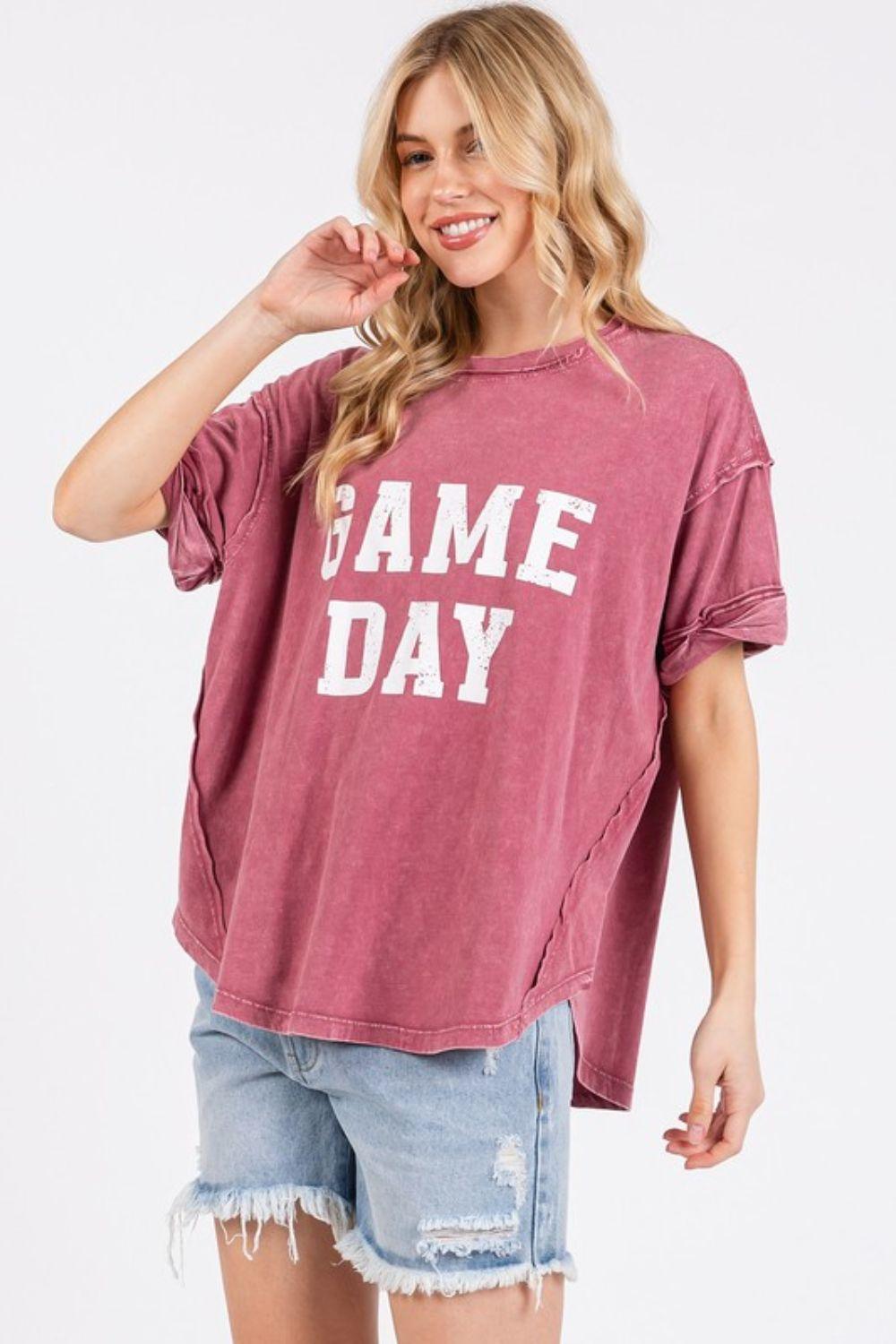 Mittoshop GAME DAY Round Neck Short Sleeve T-Shirt - Clothes For Her Online Store
