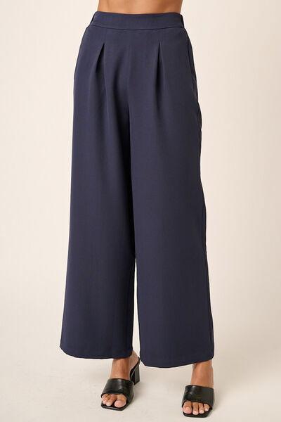 Mittoshop Inverted Pleat Detail Wide Leg Pants - Clothes For Her Online Store