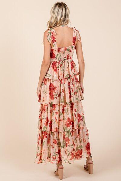 Mittoshop Layered Floral Sweetheart Neck Maxi Dress - Clothes For Her Online Store