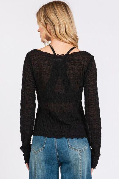 Mittoshop Lettuce Hem Boat Neck Long Sleeve Blouse - Clothes For Her Online Store