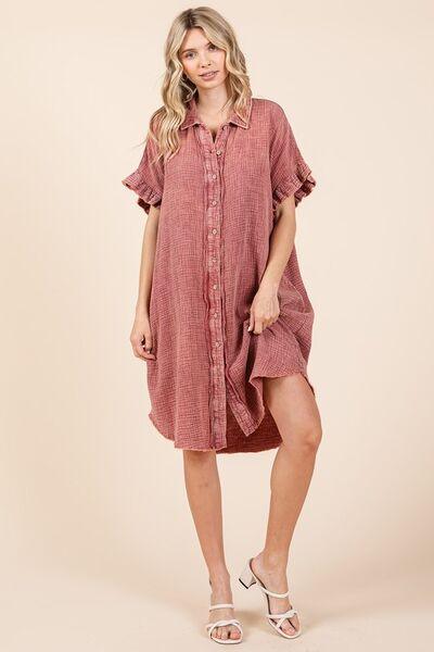 Mittoshop Mineral Wash Cotton Gauze Mini Shirt Dress - Clothes For Her Online Store
