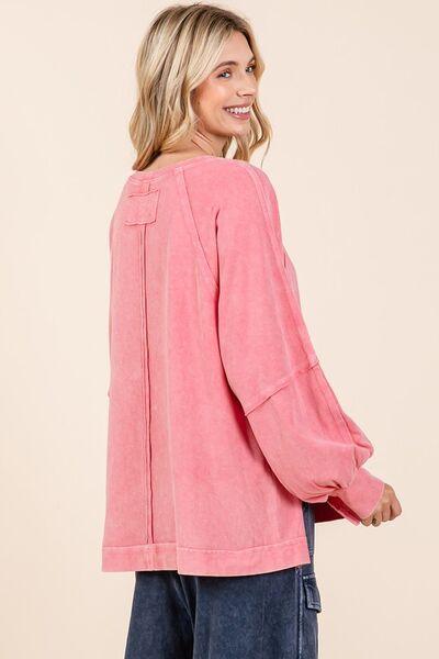 Mittoshop Mineral Wash Raglan Long Sleeve Oversized Top - Clothes For Her Online Store