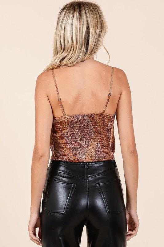 Mittoshop Paisley Patchwork Print Satin Cowl Neck Crop Cami - Clothes For Her Online Store