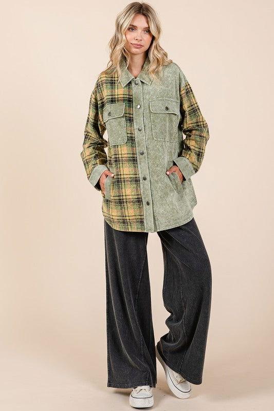 Mittoshop Plaid Button Down Drop Shoulder Jacket - Clothes For Her Online Store
