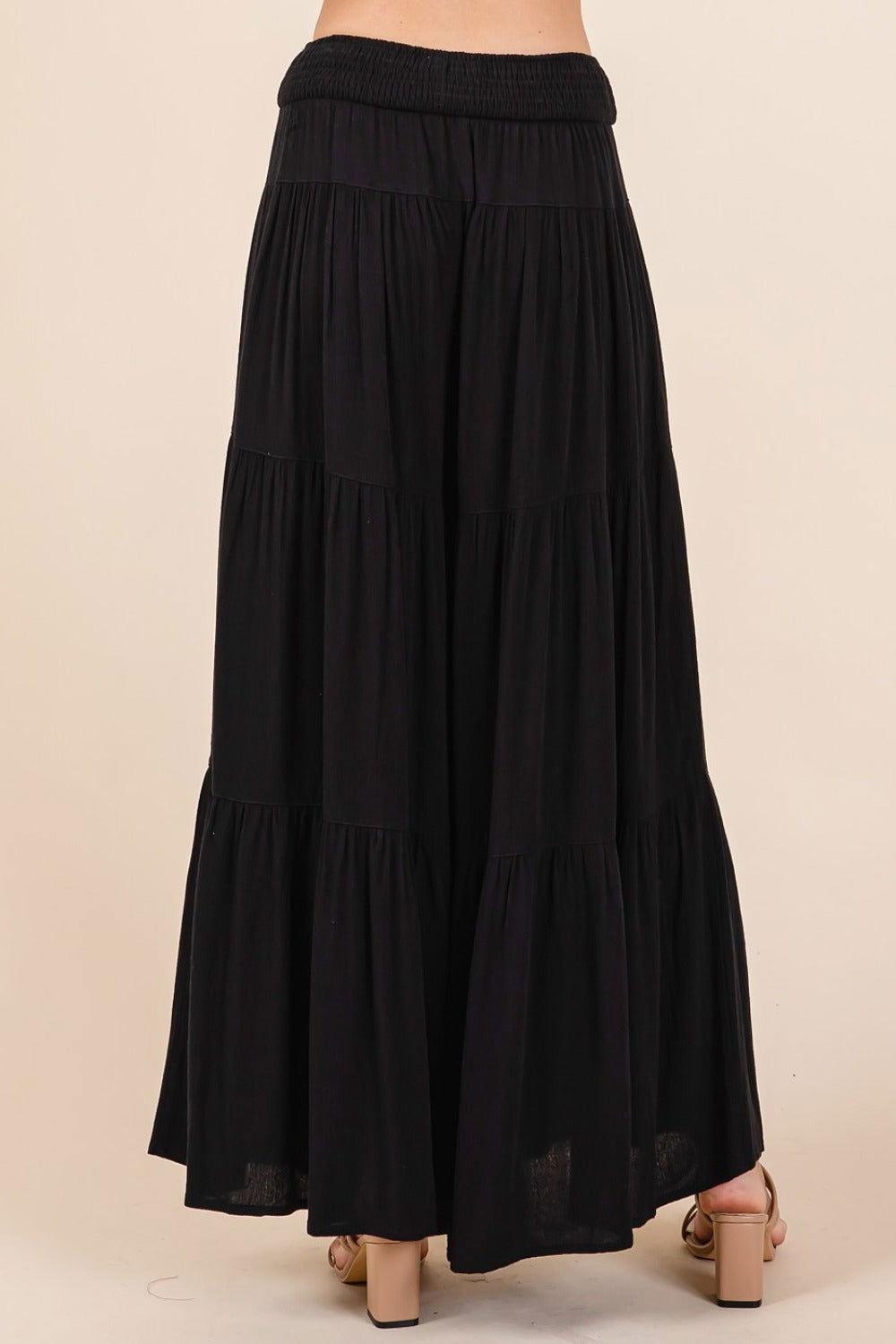 Mittoshop Tier Detail Smocked Elastic Waist Wide Leg Pants - Clothes For Her Online Store