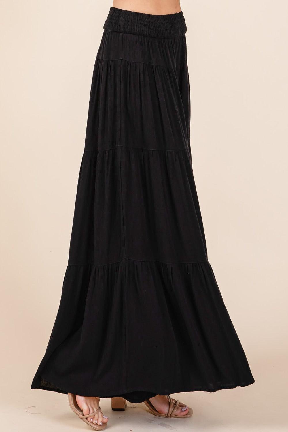 Mittoshop Tier Detail Smocked Elastic Waist Wide Leg Pants - Clothes For Her Online Store