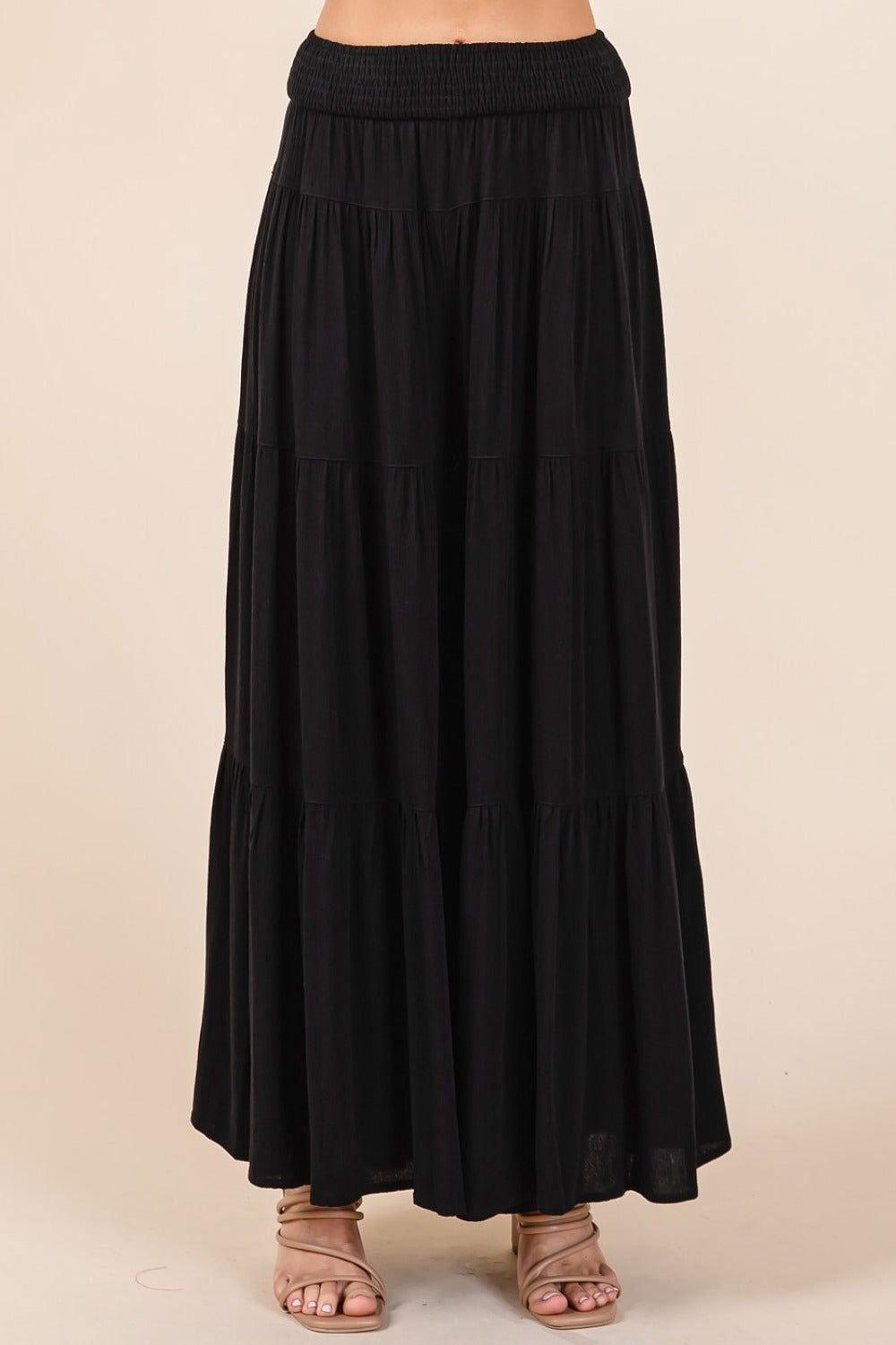 Mittoshop Tier Detail Smocked Elastic Waist Wide Leg Pants - Clothes For Her Online Store