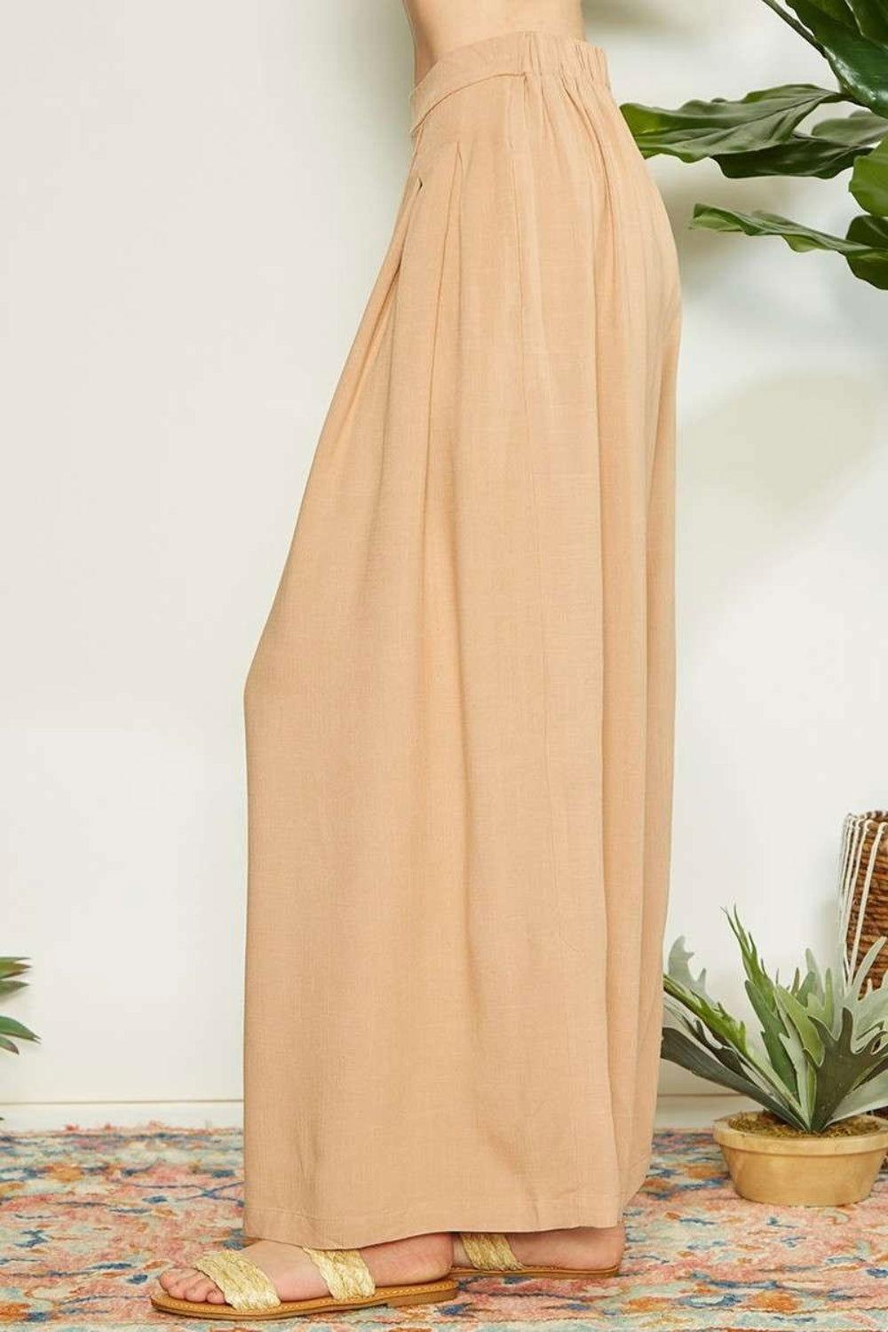Mittoshop Wrap Pleating Detail Wide Leg Pants - Clothes For Her Online Store