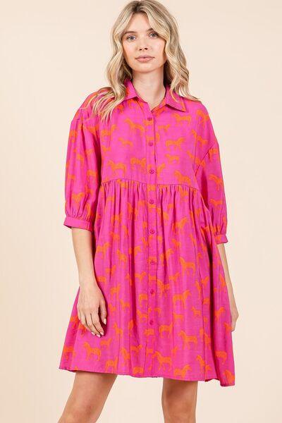 Mittoshop Zebra Print Button Down Shirt Mini Dress - Clothes For Her Online Store