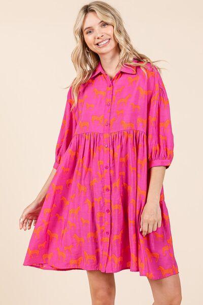 Mittoshop Zebra Print Button Down Shirt Mini Dress - Clothes For Her Online Store