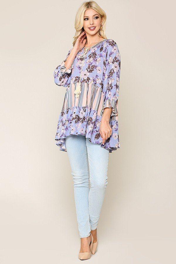 Mix And Match Tassel Tie Peasant Top - Clothes For Her Online Store