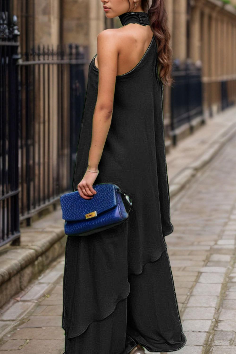 Mock Neck Single Shoulder Top and Pants Set - Clothes For Her Online Store