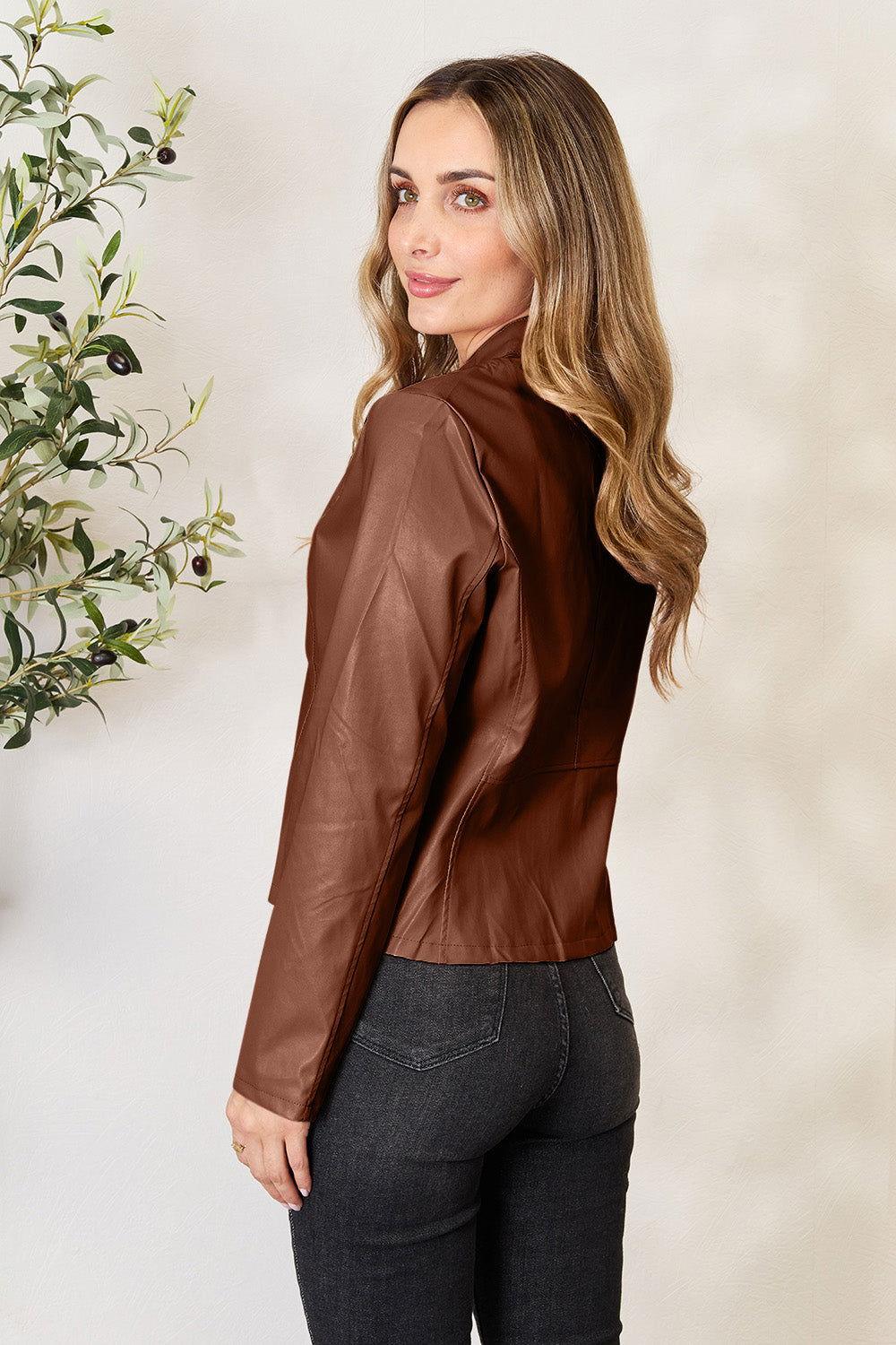 Mock Neck Zip Up Jacket - Clothes For Her Online Store