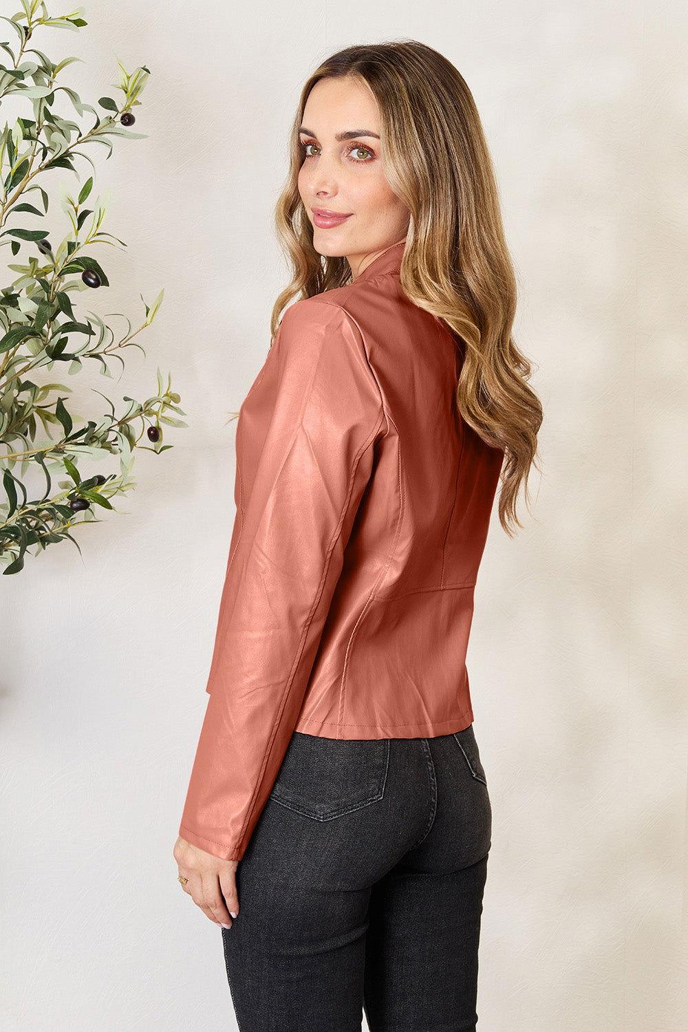 Mock Neck Zip Up Jacket - Clothes For Her Online Store