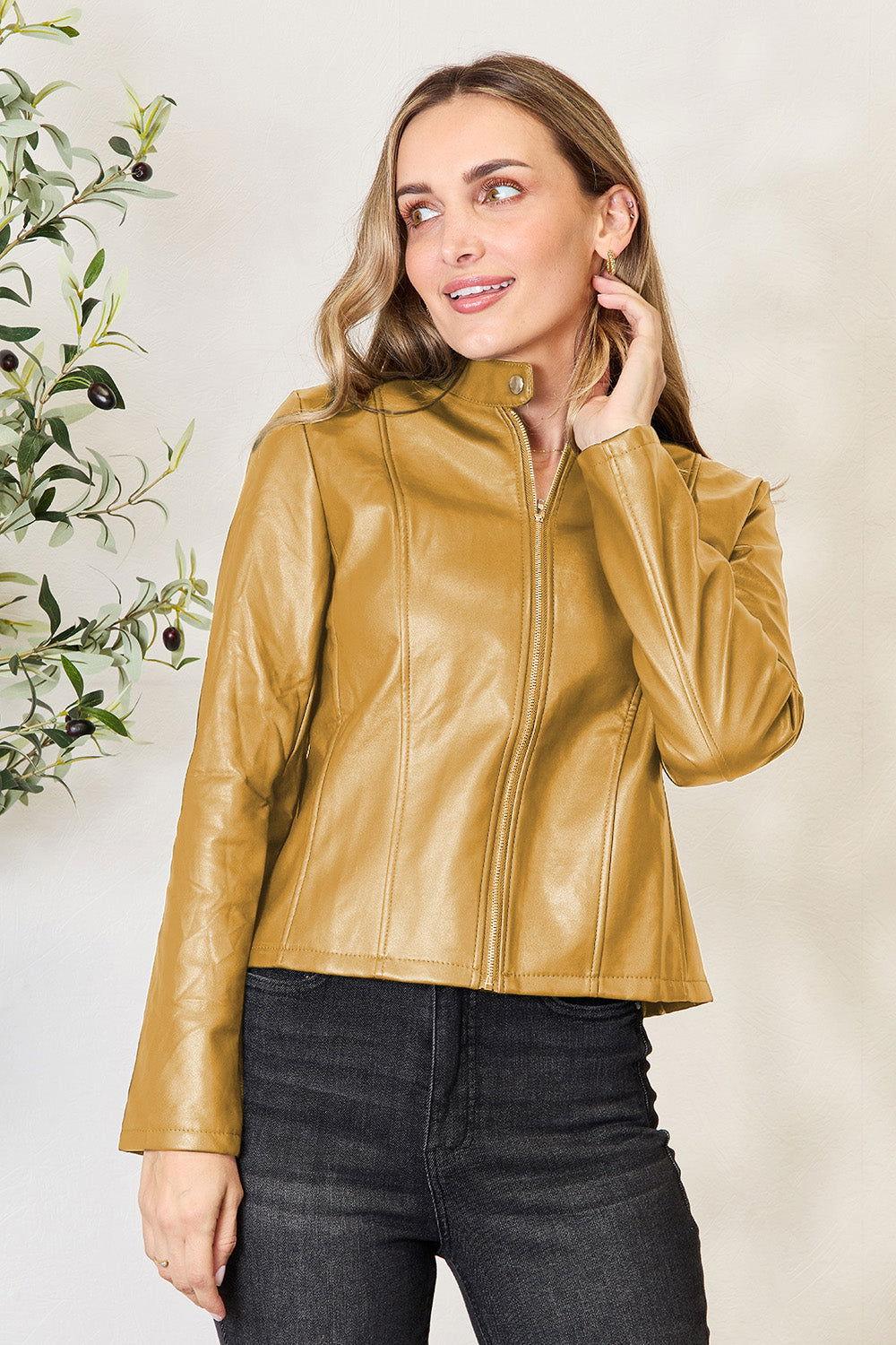 Mock Neck Zip Up Jacket - Clothes For Her Online Store