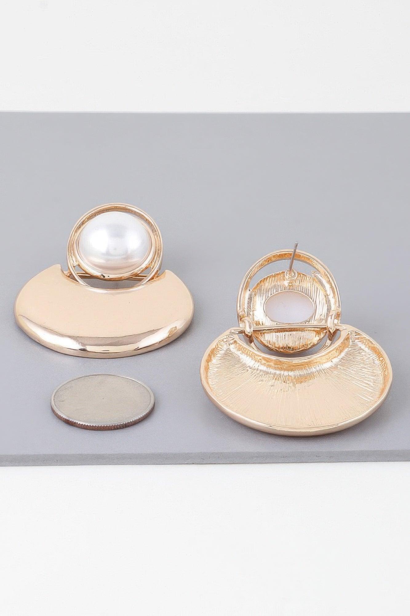 Modern Pearl Crescent Drop Earrings - Clothes For Her Online Store