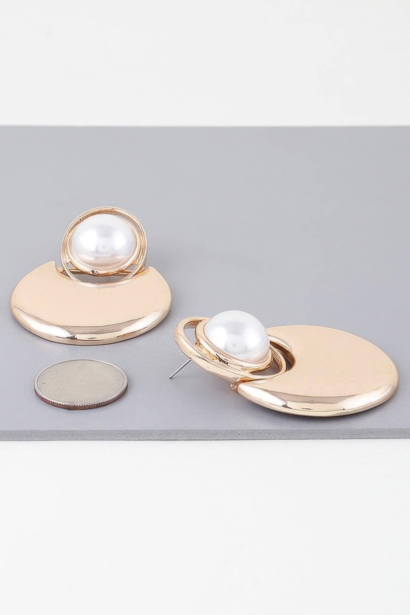 Modern Pearl Crescent Drop Earrings - Clothes For Her Online Store