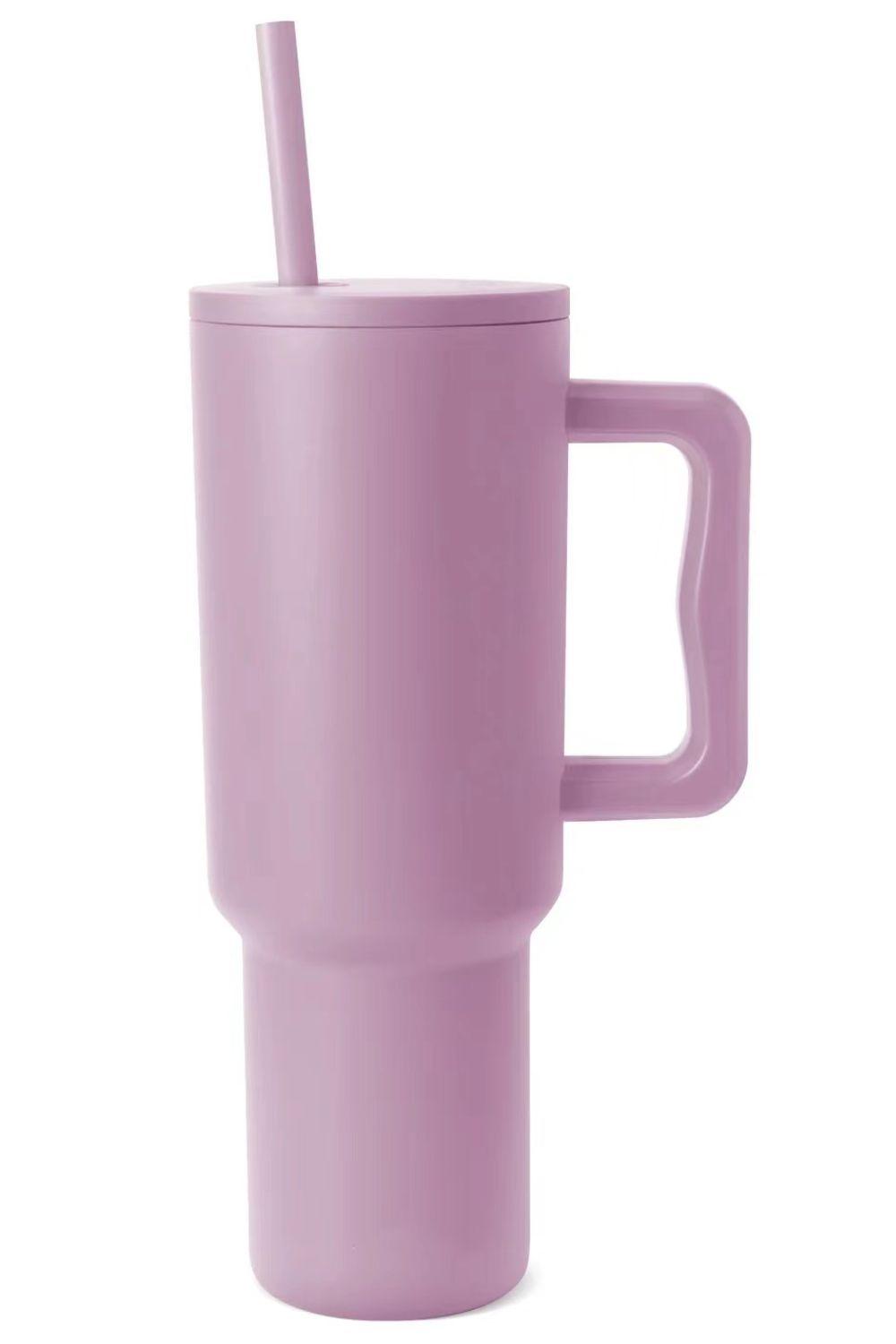Monochromatic Stainless Steel Tumbler with Matching Straw - Clothes For Her Online Store