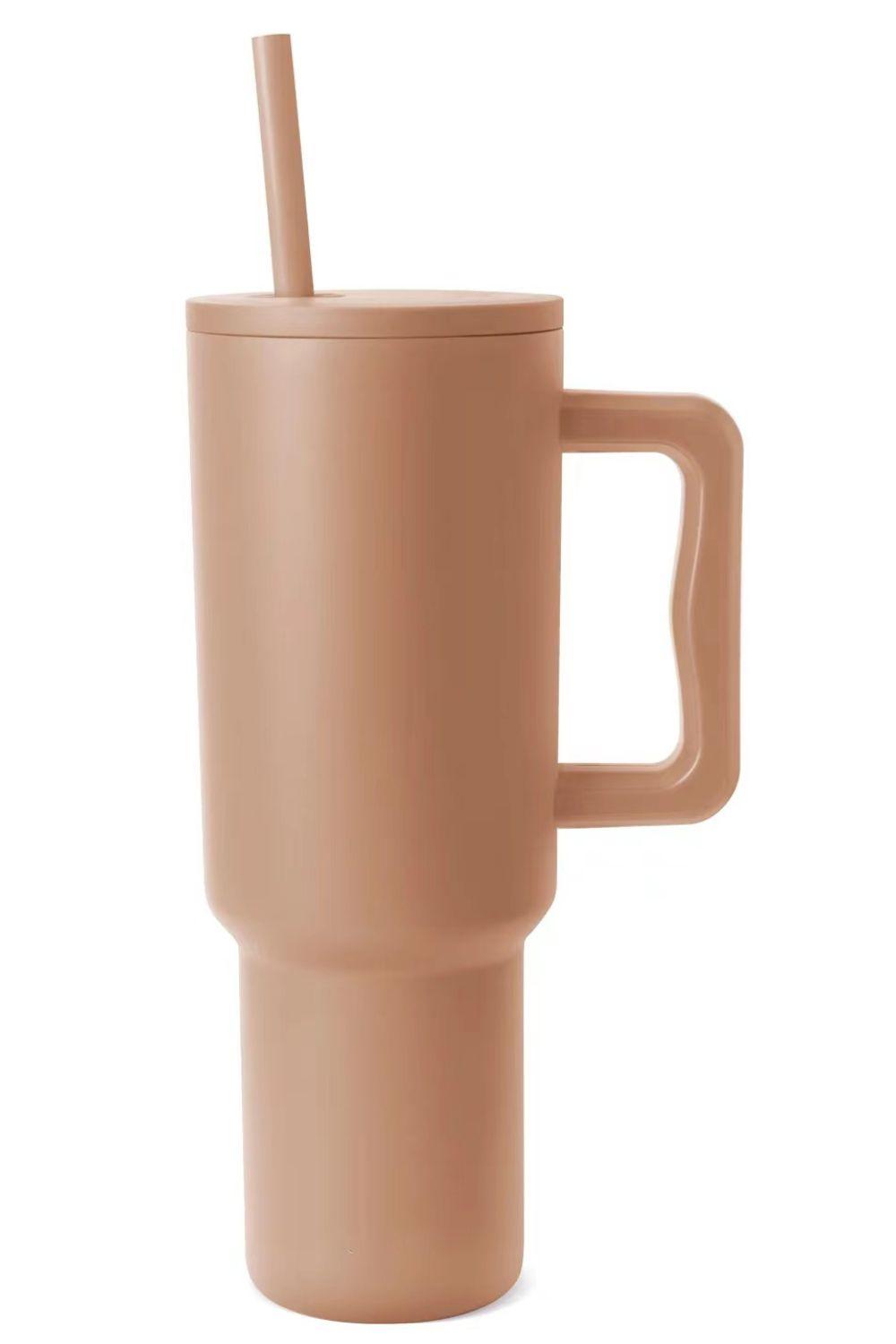 Monochromatic Stainless Steel Tumbler with Matching Straw - Clothes For Her Online Store