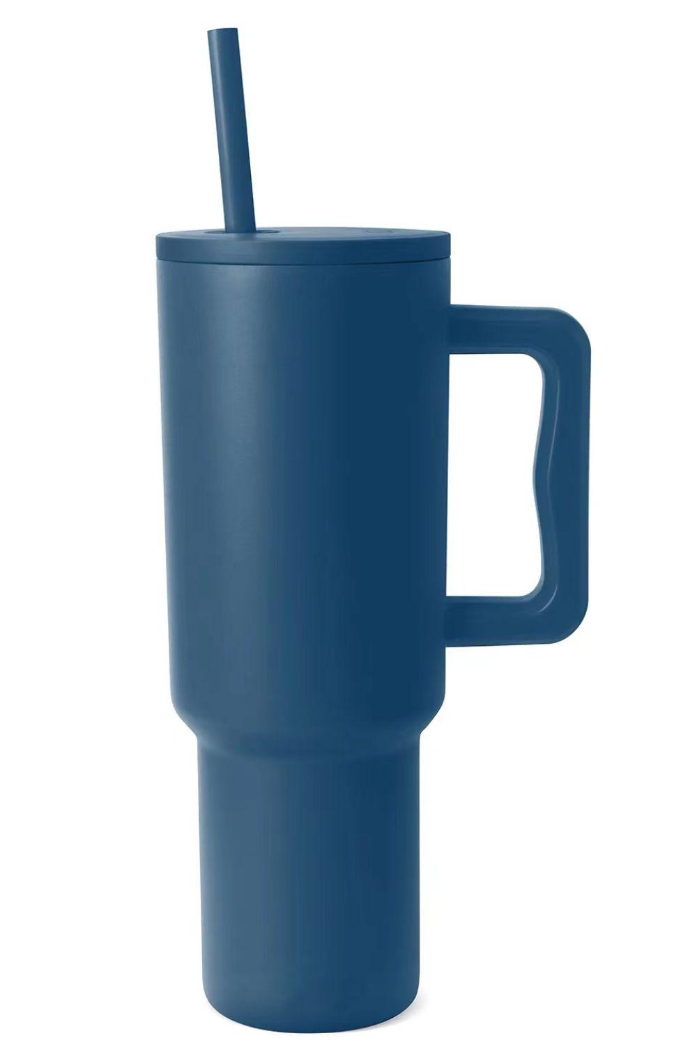 Monochromatic Stainless Steel Tumbler with Matching Straw - Clothes For Her Online Store