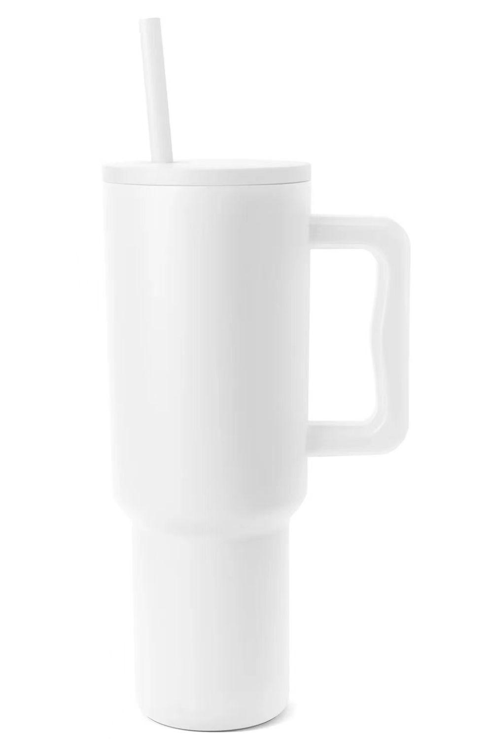 Monochromatic Stainless Steel Tumbler with Matching Straw - Clothes For Her Online Store