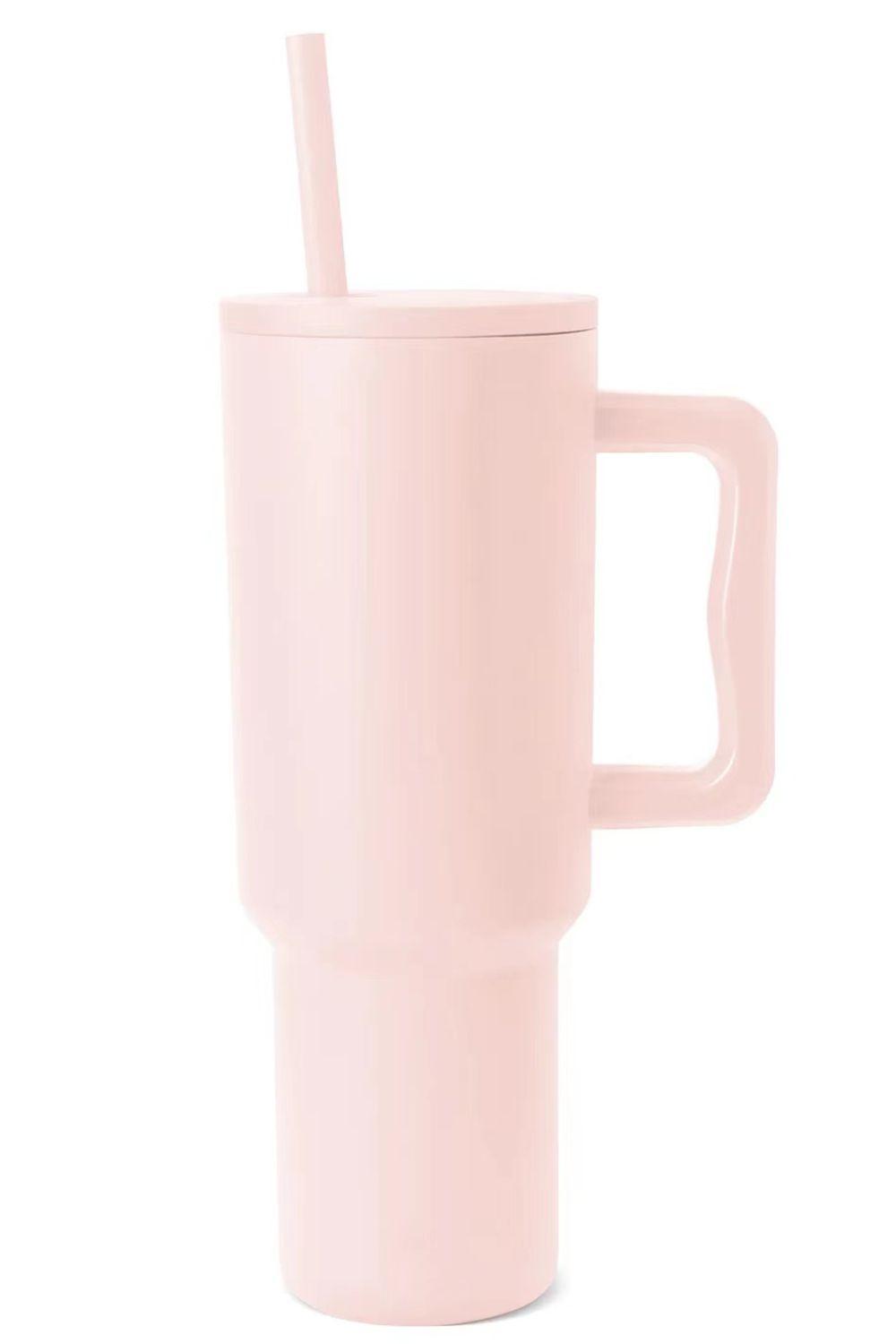 Monochromatic Stainless Steel Tumbler with Matching Straw - Clothes For Her Online Store