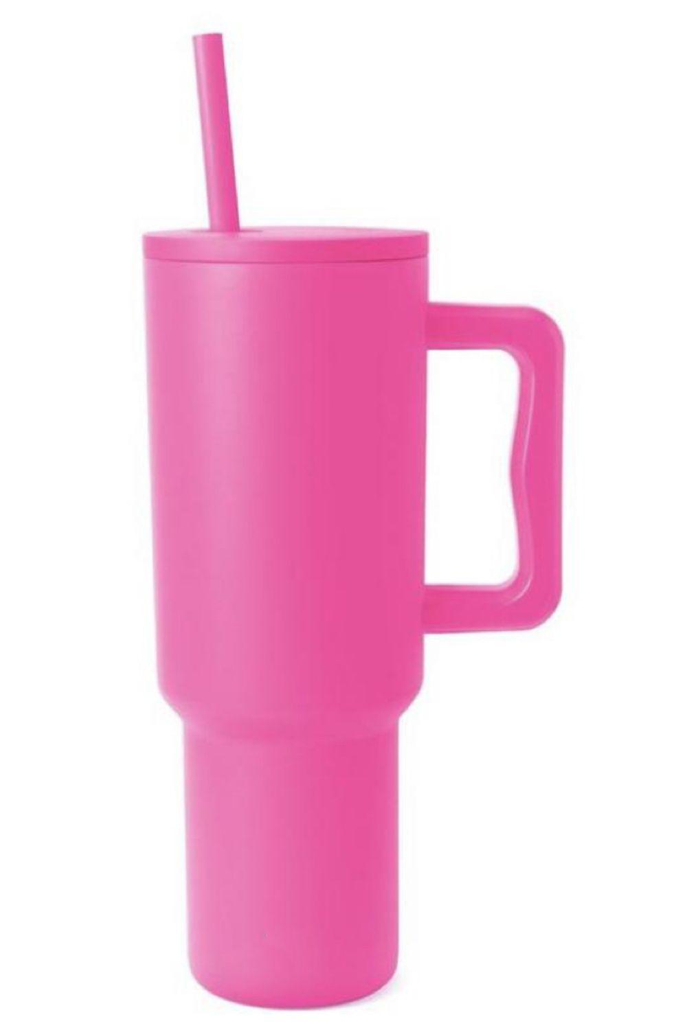 Monochromatic Stainless Steel Tumbler with Matching Straw - Clothes For Her Online Store