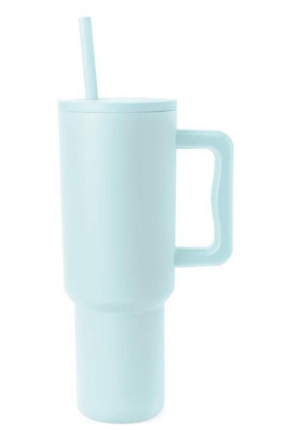 Monochromatic Stainless Steel Tumbler with Matching Straw - Clothes For Her Online Store