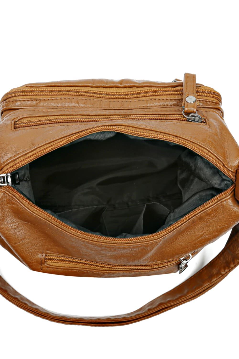 Multi-Pocket PU Leather Crossbody Bag - Clothes For Her Online Store