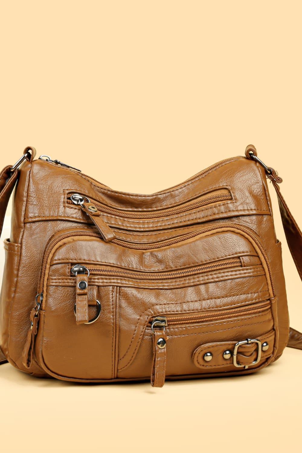 Multi-Pocket PU Leather Crossbody Bag - Clothes For Her Online Store