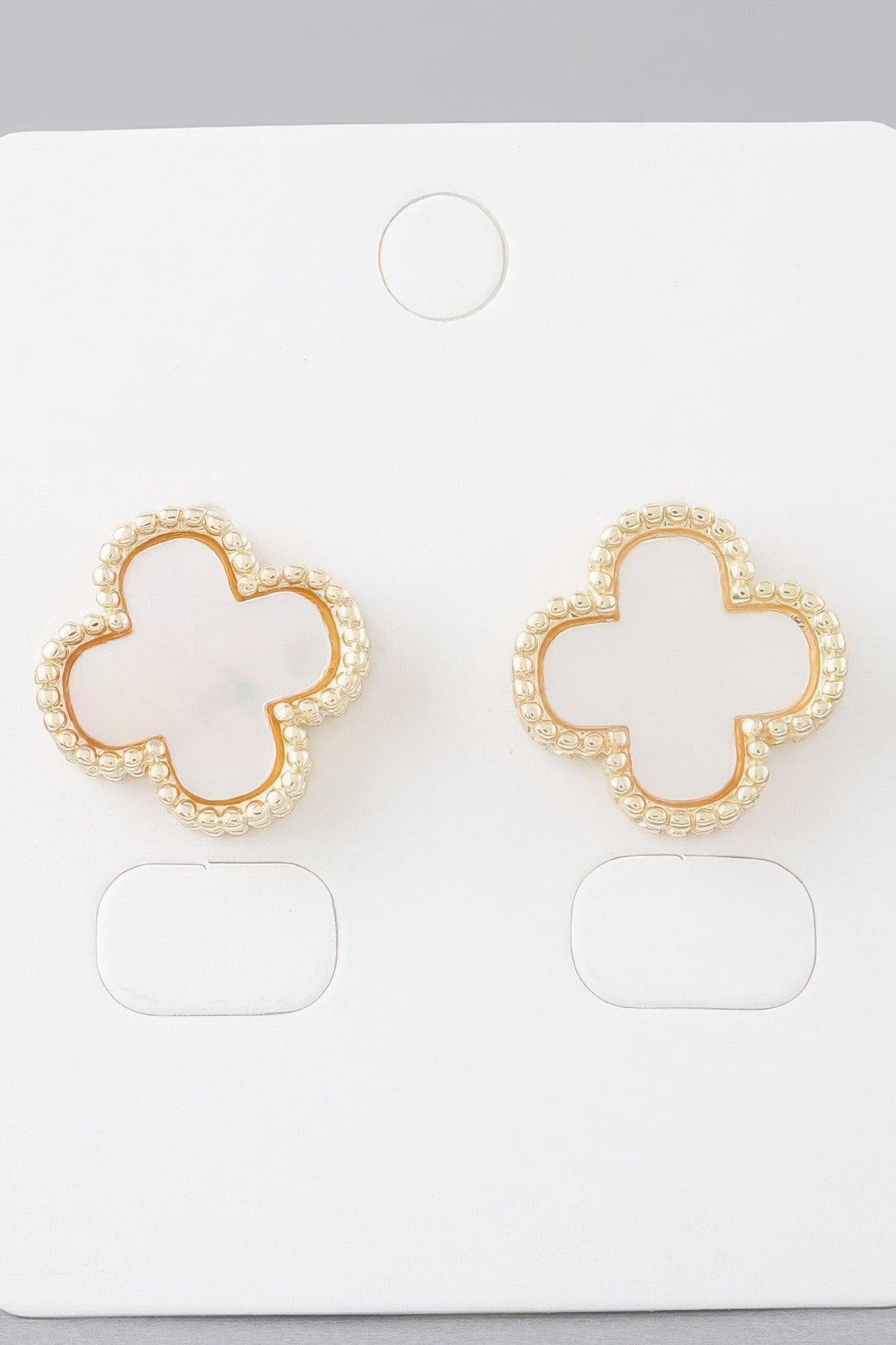Multi Beaded Clover Stud Earrings - Clothes For Her Online Store