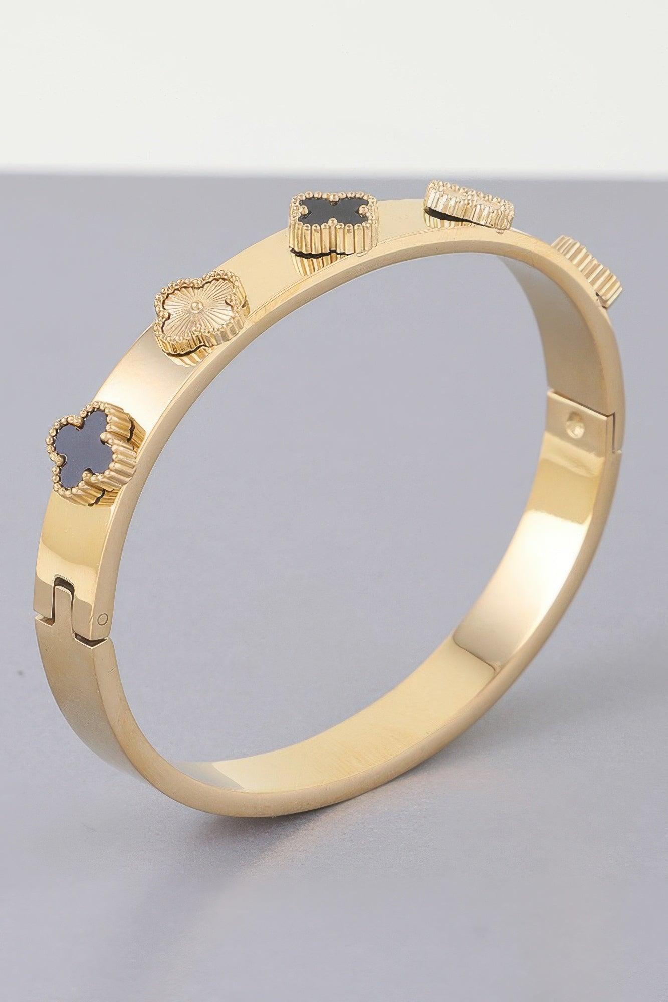 Multi Clover Charm Band Bracelet - Clothes For Her Online Store