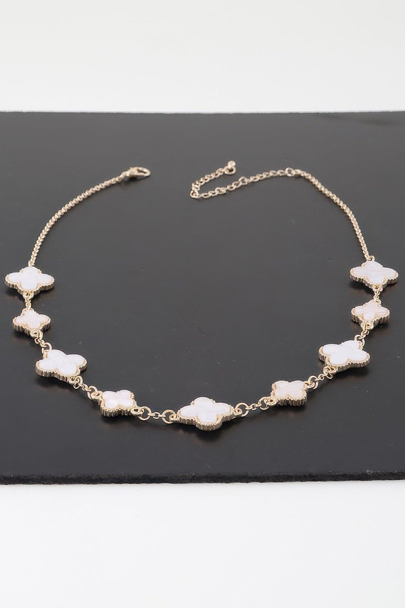 Multi Stone Clover Necklace - Clothes For Her Online Store