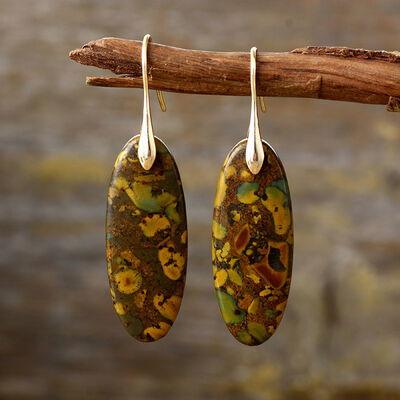 Natural Stone Copper Dangle Earrings - Clothes For Her Online Store