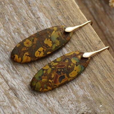 Natural Stone Copper Dangle Earrings - Clothes For Her Online Store