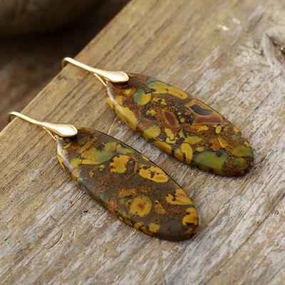 Natural Stone Copper Dangle Earrings - Clothes For Her Online Store