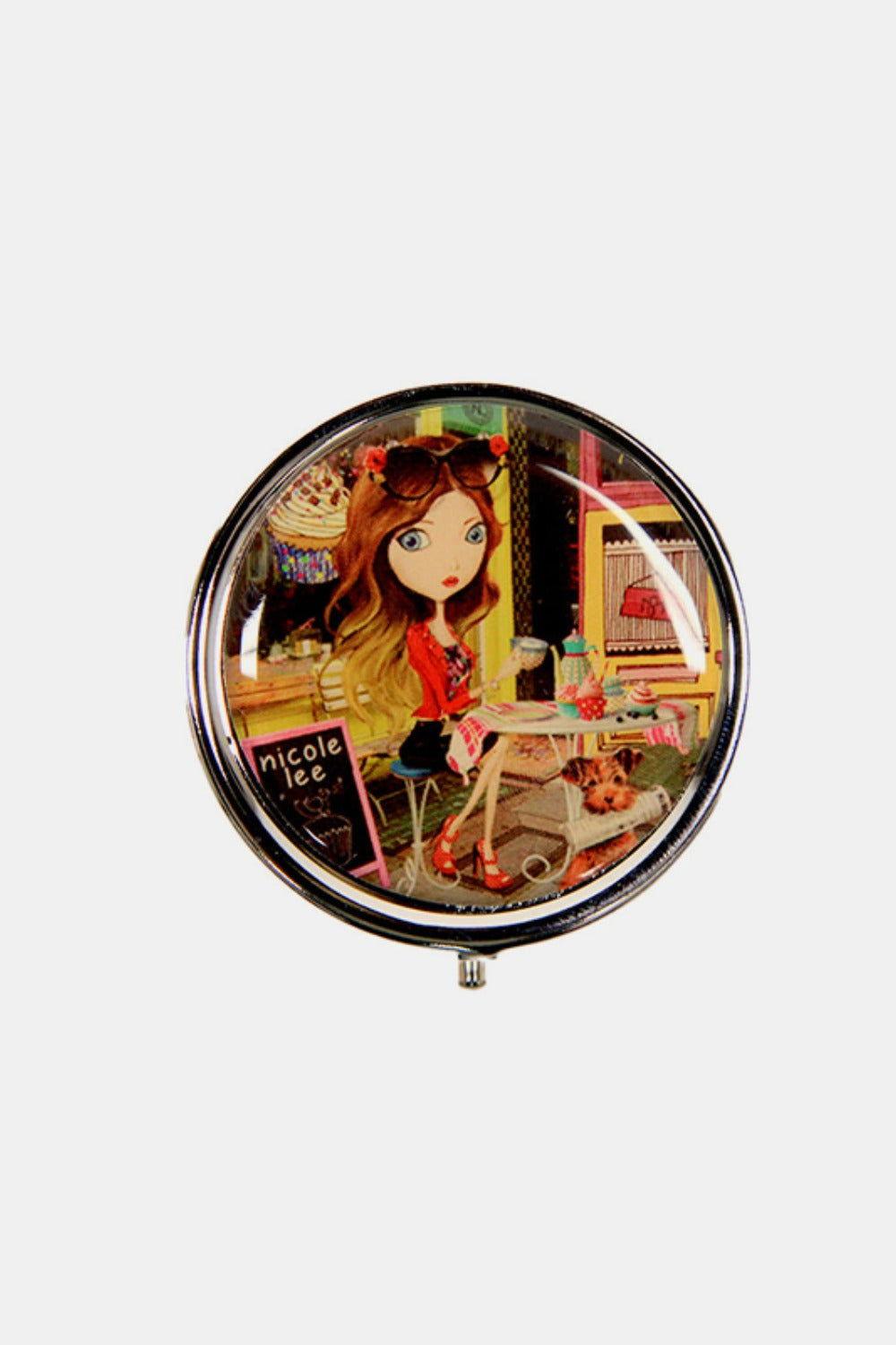 Nicole Lee USA Print Metallic Circular Small Pill Case - Clothes For Her Online Store