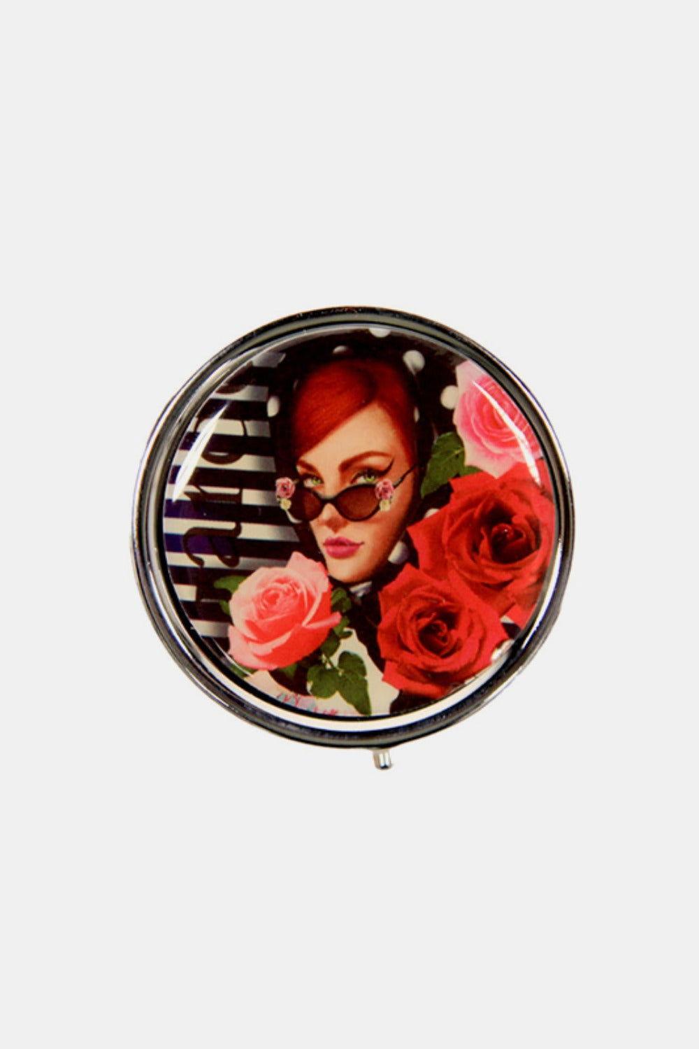 Nicole Lee USA Print Metallic Circular Small Pill Case - Clothes For Her Online Store