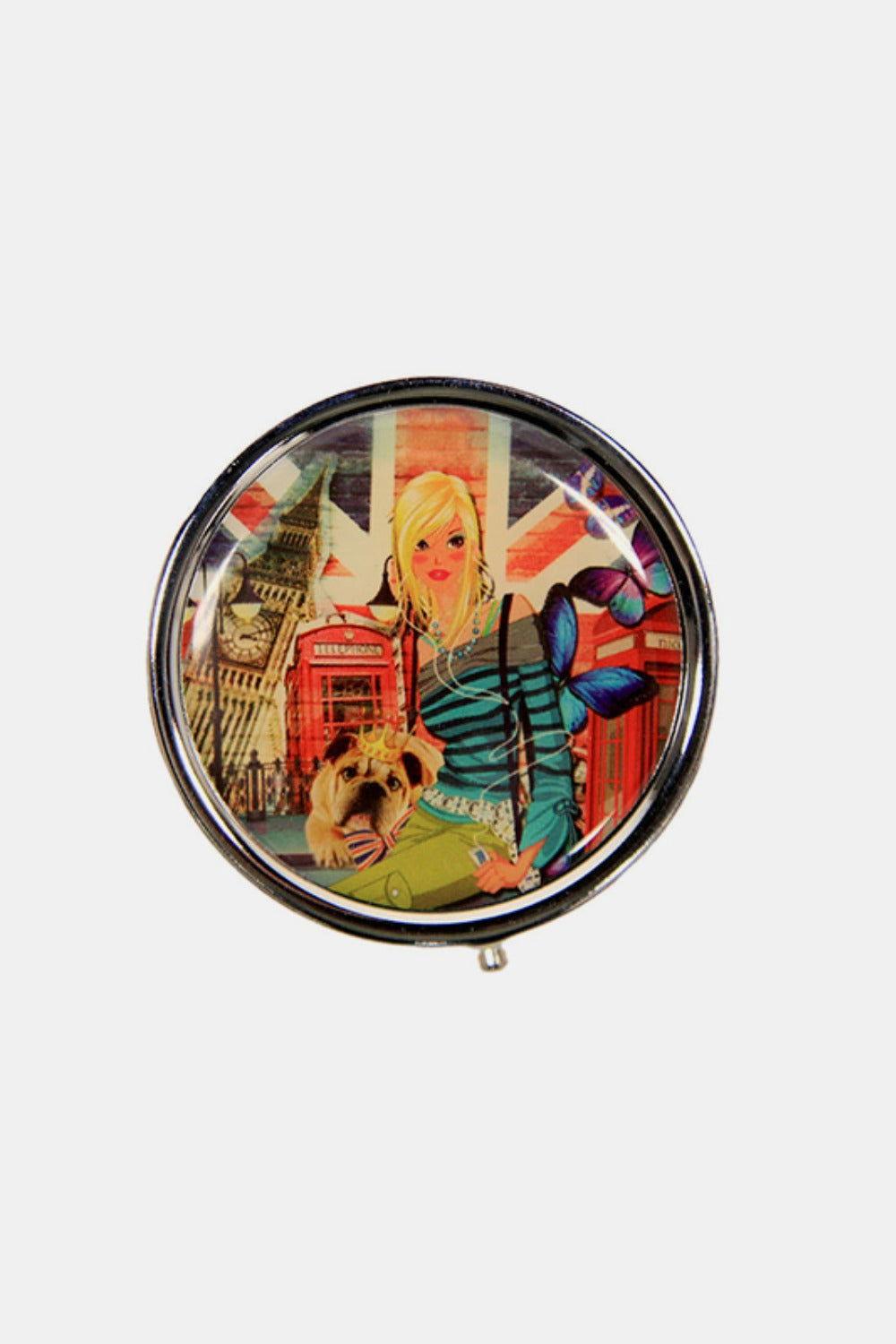 Nicole Lee USA Print Metallic Circular Small Pill Case - Clothes For Her Online Store