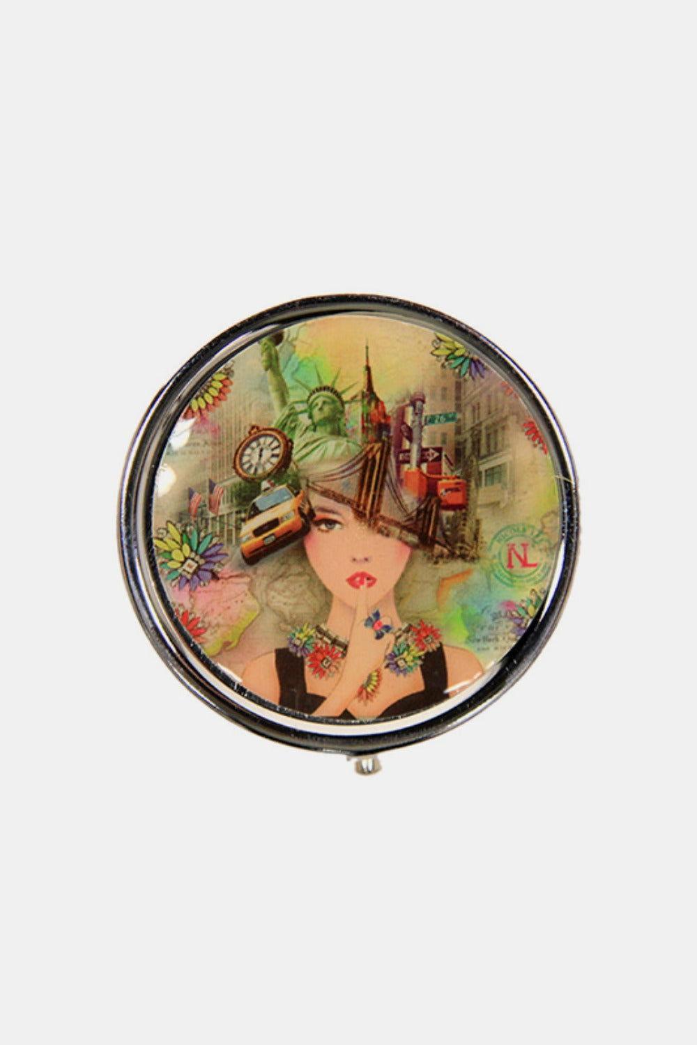 Nicole Lee USA Print Metallic Circular Small Pill Case - Clothes For Her Online Store