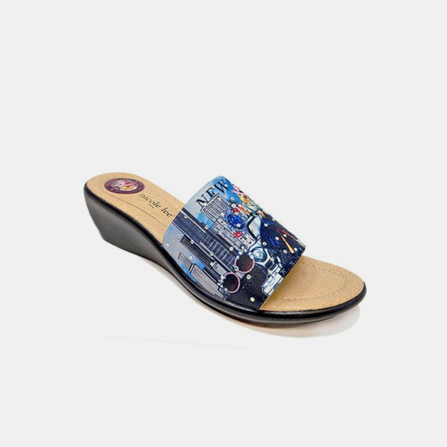 Nicole Lee USA Rhinestone Decor Wedge Slipper - Clothes For Her Online Store