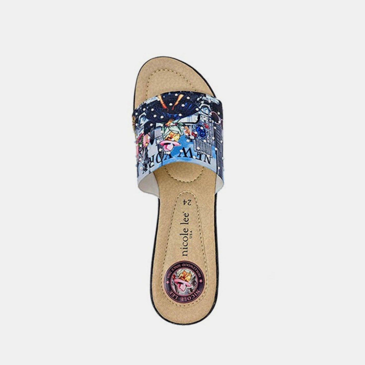 Nicole Lee USA Rhinestone Decor Wedge Slipper - Clothes For Her Online Store