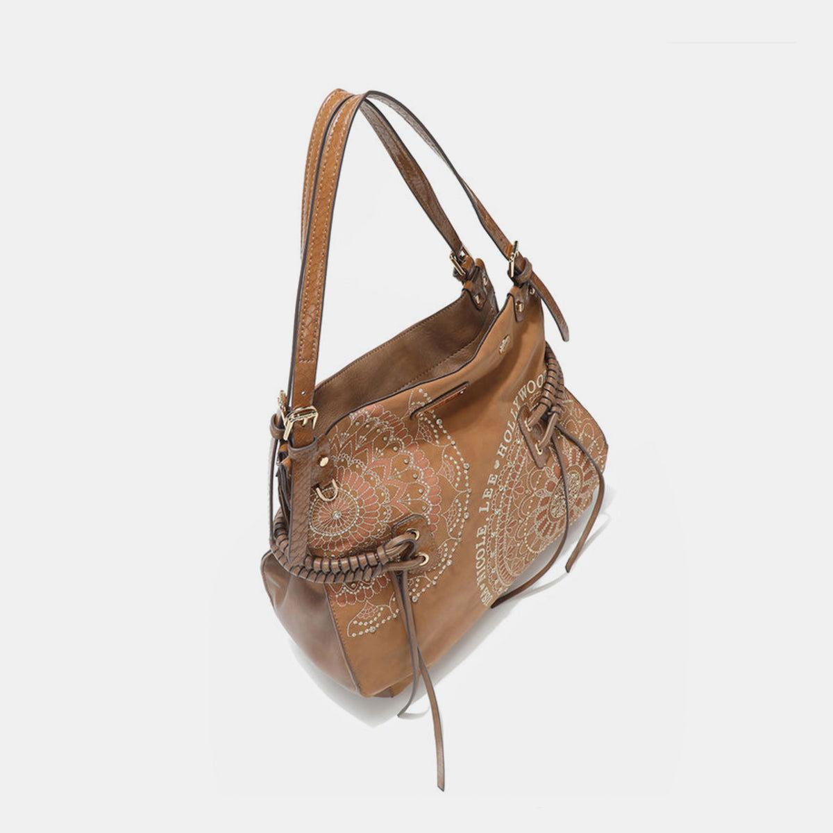 Nicole Lee USA Side Braided Tassel Inlaid Rhinestone Embroidery Hobo Bag - Clothes For Her Online Store